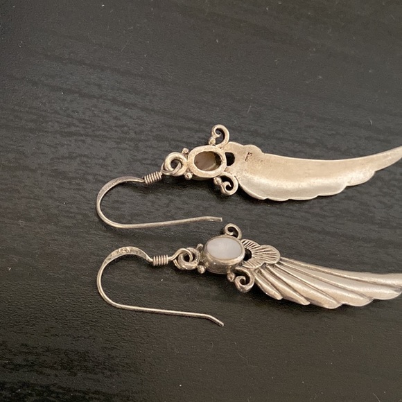 925 Silver Wings Moonstone Earrings - Picture 4 of 4